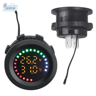 [szsirui] เครื่องวัดอุณหภูมิแรงดันไฟฟ้า 12V 24V แผงกลม สีสันสดใส