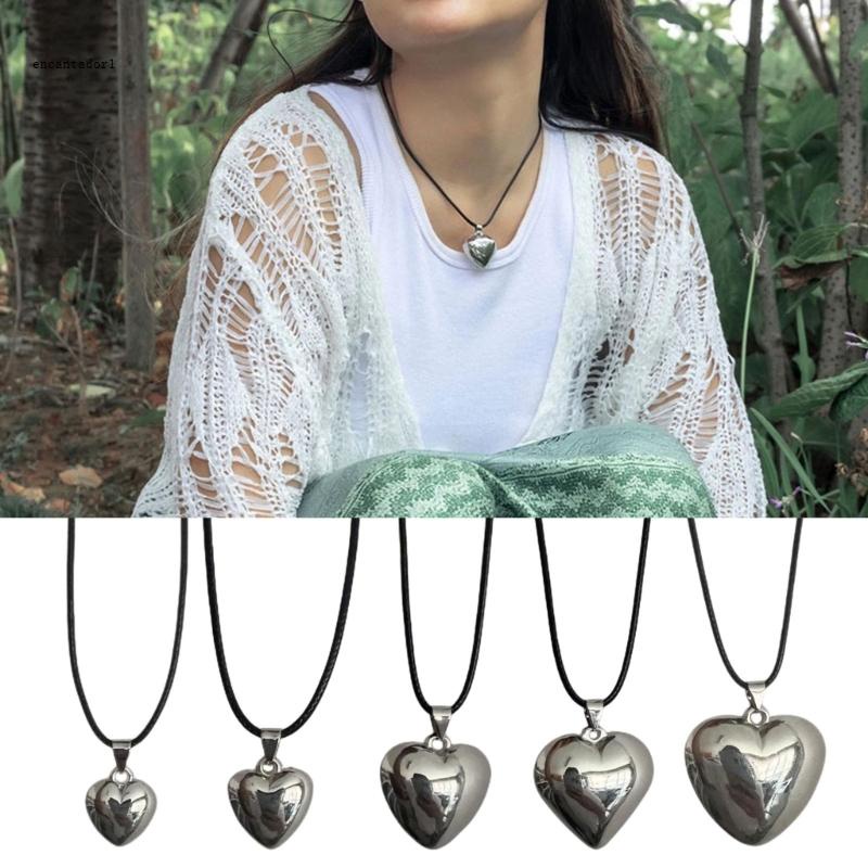 เครื่องประดับ สร้อยคอ สายโซ่ จี้รูปหัวใจ สีเงิน สามารถปรับได้ สไตล์เกาหลี สําหรับนักเรียน