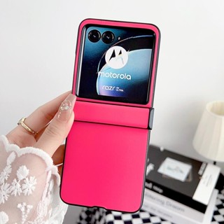 เคสโทรศัพท์มือถือหนัง PU แข็ง ฝาพับ กันกระแทก สีพื้น สําหรับ Motorola Razr 40 Ultra