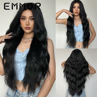 Emmor วิกผมยาว หยิก สีดําด้าน ทนอุณหภูมิสูง สไตล์ยุโรป อเมริกัน พร้อมส่ง