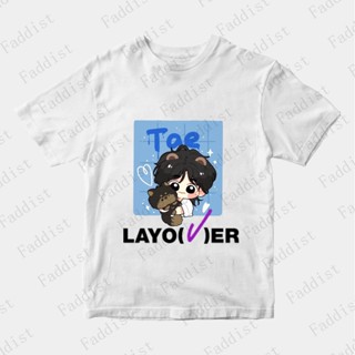 เสื้อยืดลําลอง ผ้าฝ้าย แขนสั้น คอกลม พิมพ์ลายการ์ตูน Kpop BANGTAN V Love Layover สําหรับผู้ชาย และผู้หญิง