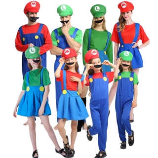 ชุดเครื่องแต่งกายคอสเพลย์ การ์ตูน Super Mario เหมาะกับวันฮาโลวีน สําหรับผู้ใหญ่ และเด็ก