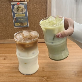 แก้วน้ำ แก้วน้ำทรงไม้ไผ่ สำหรับใส่เครื่องดื่ม น้ำผลไม้ ชา กาแฟ ทนความร้อนสูง หนา น้ำหนักเบา สไตล์ญี่ปุ่น