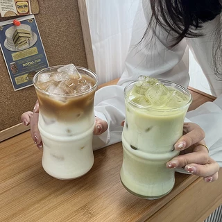 แก้วน้ำ แก้วน้ำทรงไม้ไผ่ สำหรับใส่เครื่องดื่ม น้ำผลไม้ ชา กาแฟ ทนความร้อนสูง หนา น้ำหนักเบา สไตล์ญี่ปุ่น