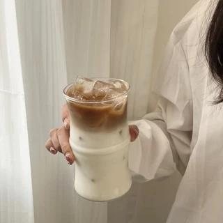 แก้วน้ำ แก้วน้ำทรงไม้ไผ่ สำหรับใส่เครื่องดื่ม น้ำผลไม้ ชา กาแฟ ทนความร้อนสูง หนา น้ำหนักเบา สไตล์ญี่ปุ่น