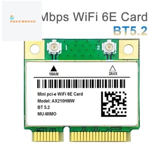 อะแดปเตอร์การ์ดไวไฟไร้สาย 6E AX210HMW Mini PCI-E AX210 802.11Ax/Ac 2.4G/5G BT5.2 สําหรับเล่นเกม แล็ปท็อป