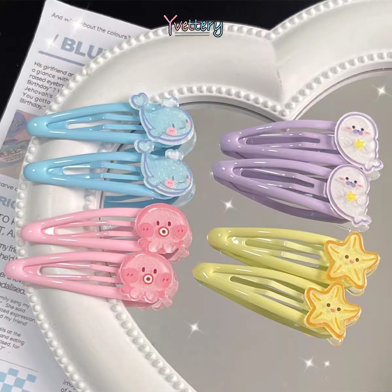 Y❤️กิ๊บติดผมเรซิ่น,รูปการ์ตูนสัตว์ทะเล,ปลาดาวน่ารัก สีเหลือง เครื่องประดับผม,สําหรับเด็ก-เก็บเงินปลายทาง