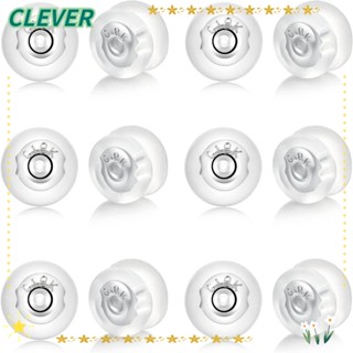 Clever ต่างหูซิลิโคน แบบล็อค สีเงิน สําหรับผู้หญิง