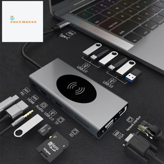 15 in 1 อะแดปเตอร์ฮับ USB Type C เป็น HDMI ไร้สาย ชาร์จ USB 3.0 Type C