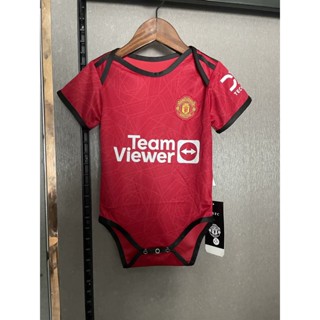 เสื้อกีฬาแขนสั้น ลายทีมชาติฟุตบอล Manchester United 23 24 ชุดเหย้า สีแดง ไซซ์ 9 12 สําหรับเด็ก