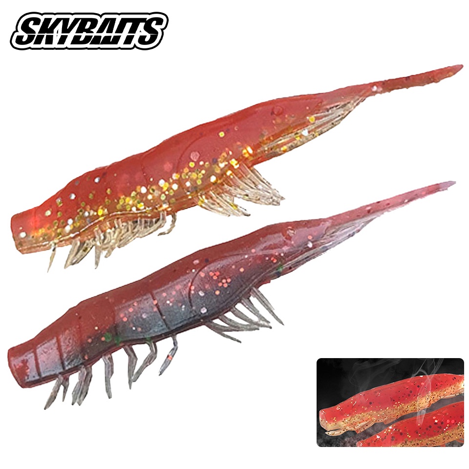 Skybaits 61 มม. / 98 มม. จมกุ้ง เหยื่อนุ่ม เทียม ซิลิโคน เพิ่ม ปลา จําลอง กุ้ง หนอน ว่ายน้ํา เหยื่อ ไพค์ เทราท์ ตกปลา รอก