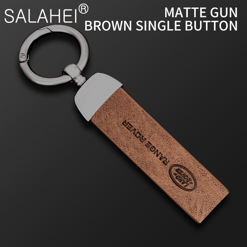 รถคาร์บอนหนังพวงกุญแจแขวนพวงกุญแจโลหะ Charm สําหรับ Land Rover Range Rover Evoque Velar Defender Dis