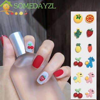 Somedayzl ผลไม้ เครื่องประดับเล็บ ฤดูร้อน น่ารัก สตรอเบอร์รี่ กระบองเพชร หน้ายิ้ม DIY เครื่องมือทําเล็บ