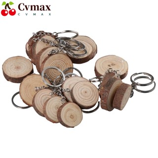 Cvmax พวงกุญแจไม้เปล่า ทรงกลม สไตล์วินเทจ สร้างสรรค์ DIY