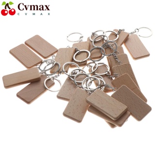 Cvmax พวงกุญแจไม้เปล่า ทรงสี่เหลี่ยมผืนผ้า ไม่สําเร็จรูป DIY สําหรับเป็นของขวัญ