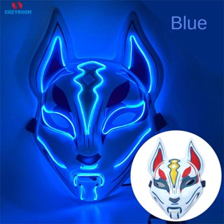 หน้ากากฮาโลวีน LED นีออนปาร์ตี้แสงเรืองแสง Scary Fox Face หมวกกันน็อคแบบกลไกหมวกฮาโลวีนเกม Purge Mask เรืองแสงในที่มืดสยองขวัญกะโหลกศีรษะคอสเพลย์ซินเทีย