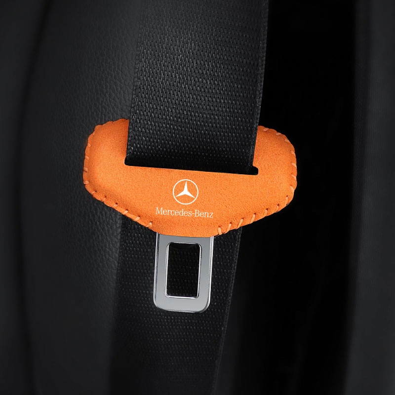 Benz ปลอกหุ้มเข็มขัดนิรภัยรถยนต์ หนังกลับ หัวเข็มขัดนิรภัย Mercedes slk W124 AMG W212 AMG GT63 W210 6X6 W117 W123 W211 W205 W204 W220