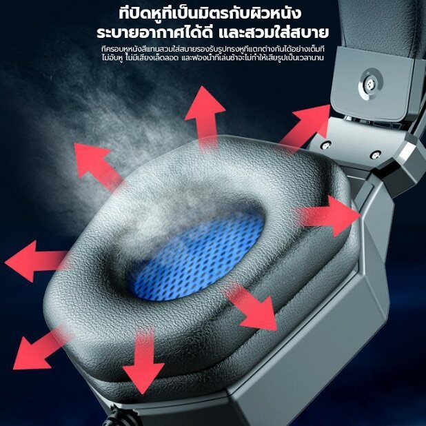 หูฟังเกมมิ่งเกียร์ หูฟังเล่นเกมคอมพิวเตอร์ แสงไฟLED ครอบหูมีไมค์pc ลดเสียงรบกวนเสียง4D แถมสายต่อมือถือ