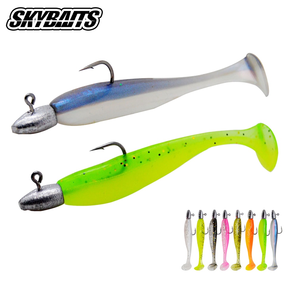 Skybaits เหยื่อตกปลาเทราท์ ปลากะพงประดิษฐ์ หางตัว T นิ่ม ขนาด 60 มม. 3 กรัม พร้อมตะขอหัวจิ๊ก 5 ชิ้น