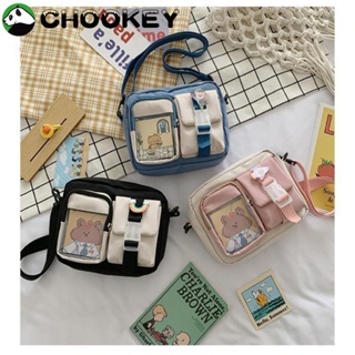 Chookey กระเป๋านักเรียน ผ้าแคนวาส พลาสติกใส ขนาดเล็ก ทรงสี่เหลี่ยม สีโปร่งใส แฟชั่นสําหรับผู้หญิง