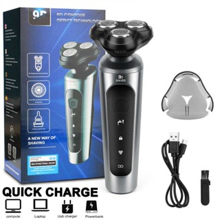 UK Mens Electric Shaver Cordless Razor Wet Dry Rechargeable Rotary USB Charging