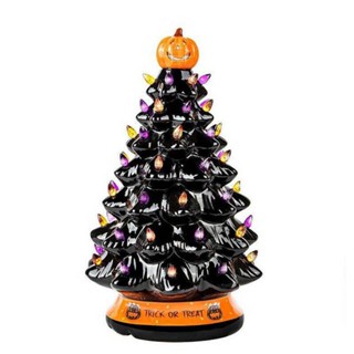 Lighted Halloween Tabletop Tree Mini Halloween Trees Ornaments Orange &amp; Purple Bulb Centerpieces &amp; Halloween Table