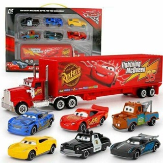 7PCS/Set Cars 2 Lightning McQueen Racer Car&amp;Mack Truck Kids Toy Collection Gift