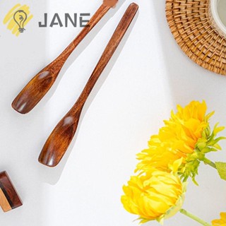 Jane ช้อนชาไม้ธรรมชาติ ด้ามจับยาว แบบพกพา สไตล์ญี่ปุ่น 9 ชิ้น