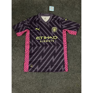 เสื้อกีฬาแขนสั้น ลายทีมชาติฟุตบอล Manchester City 2324 ชุดเยอรมนี สีม่วง สําหรับผู้ชาย ไซซ์ S-XXL