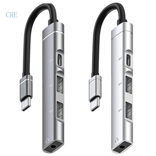 Cre ฮับเชื่อมต่อ Type C 4 in 1 พร้อมอะแดปเตอร์ USB C 3 5 มม. USB2 0 OTG สําหรับโทรศัพท์ แท็บเล็ต