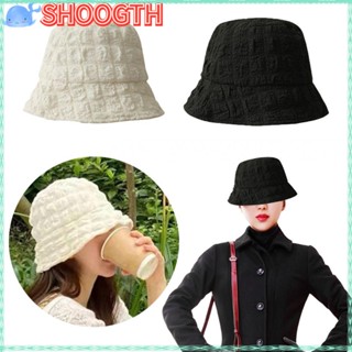 Shoogth หมวกบักเก็ต ผ้าฝ้าย สีพื้น สําหรับผู้หญิง ผู้ชาย