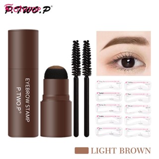 P.two.p Eyebrow Stamp Stencil Kit One Step Brow Stamp Shaping Kit Waterproof Brow Stamp Long Lasting Eyebrow Stamp Hairline Shadow Powder Stick [TOP]