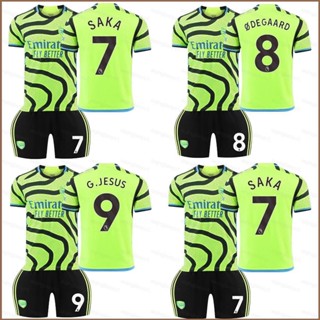 เสื้อกีฬาแขนสั้น ลายทีมชาติฟุตบอล Arsenal Away Jersey Degaard Saka Jesus HQ1 23-24 ชุด 2 ชิ้น ต่อชุด QH1