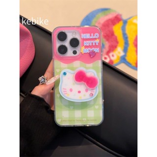 เคสโทรศัพท์มือถือ กันตก ป้องกัน ลายเฮลโลคิตตี ลายสก๊อต สีเขียว สําหรับ Apple Iphone 14promax 13 11 14pro 13pro 14