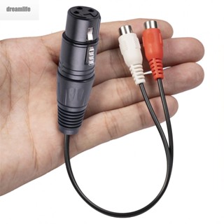 【DREAMLIFE】High Quality 20cm XLR to 2 RCA Female Microphone Adapter Cable Secure Connection