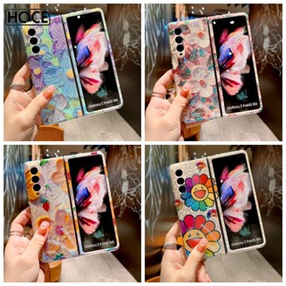 Hoce ZFold5 เคสโทรศัพท์มือถือ ลายภาพวาดสีน้ํามัน รูปดอกไม้ พับได้ สําหรับ Samsung Galaxy Z Fold 3 Z Fold 4 fold5 5G