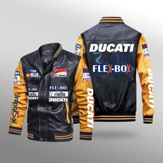 MOTOGP DUCATI jacket Panigale V4 XDiavel S Diavel1260 StreetFighter 848 1098 Scrambler800 supersport950 motorcycle competition custom long sleeve plus velvet warm stitching color PU leather baseball uniform windproof jacket