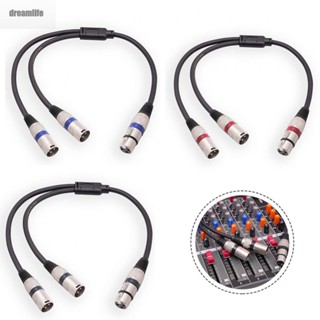 【DREAMLIFE】XLR Splitter Cable 20*15CM 3Pin Black Blue Dual XLR Patch Female To Male