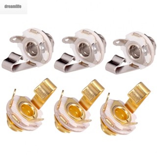 【DREAMLIFE】6Pcs 6.35mm 1/4in Guitar Jacks Mono Panel Mount Socket For Electric Guitars Bass