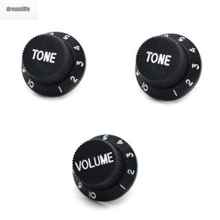 【DREAMLIFE】New Set Of 3 Top Hat Guitar Control Knobs Volume Tone Fender Strat 7 Colours