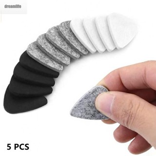 【DREAMLIFE】Premium Quality Synthetic Felt Ukulele Picks Set of 5 in Black Grey White