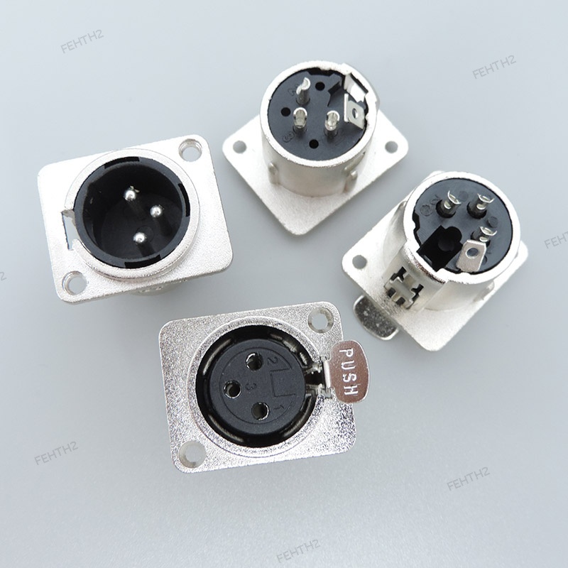 ซ็อกเก็ตปลั๊กแจ็คเชื่อมต่อเสียงไมโครโฟน XLR 3pin ตัวผู้ หรือตัวเมีย สีเงิน ทองแดง XLR FTH1 1 ชิ้น