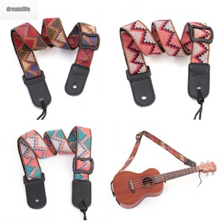 【DREAMLIFE】Adjustable Length Ukulele Strap Leather Linen Style Slip-resistant Friction