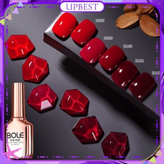 ♕ Bole Wine Red Cherry Series ยาทาเล็บเจลสีนู้ดคลาสสิกสีแดงกลิตเตอร์เลื่อมประกายกาวเล็บสำหรับร้านเล็บ 16g 18 แบบ UPBEST