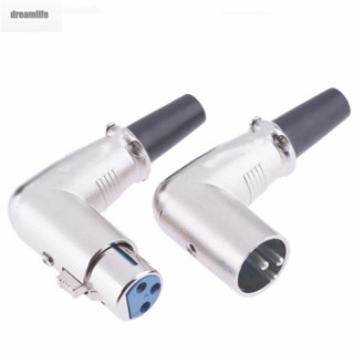 【DREAMLIFE】Converter Right Angle XLR XLR Plugs 1 Pack 1 Pcs 3-Pin Black&amp;Silver Female