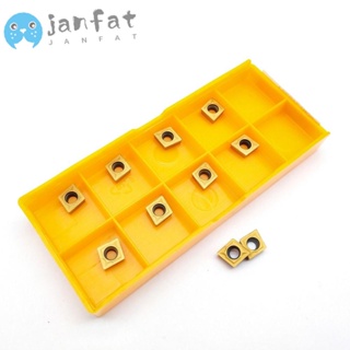 Janfat เม็ดมีดกลึงคาร์ไบด์ โลหะ สีเหลือง 10 ชิ้น CCMT060204 Ue6020 เม็ดมีดกลึง ทรงสามเหลี่ยม TCMT