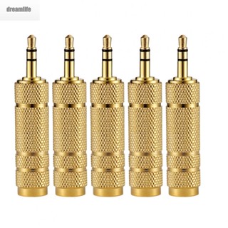 【DREAMLIFE】Audio Adapter 1/4 Inch 3.5mm Jack Plug To 6.35mm 5Pcs Instruments Stereo