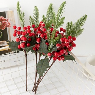 ดอกไม้ปลอม ผลไม้สีแดง สําหรับตกแต่งบ้าน ห้องนั่งเล่น เทศกาลคริสต์มาส ปีใหม่