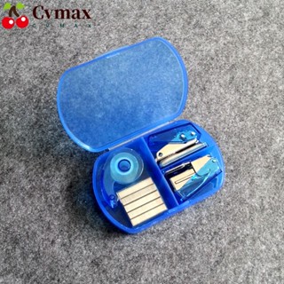 Cvmax ชุดเครื่องเขียนพลาสติก โลหะ สีฟ้า ขนาดเล็ก แบบพกพา สําหรับสํานักงาน ปาร์ตี้