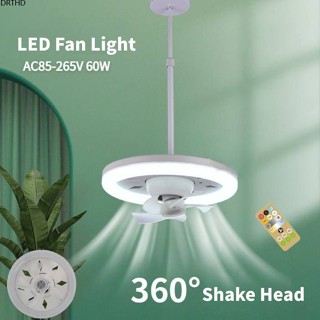 [พร้อมส่ง] พัดลมเพดานหมุนได้ 360 ° E27 พัดลมเพดานขนาดเล็กแบบสกรูพร้อมไฟ LED ปรับได้สามสีสมาร์ทรีโมทคอนโทรลโคมไฟพัดลมเพดานตกแต่งบ้าน